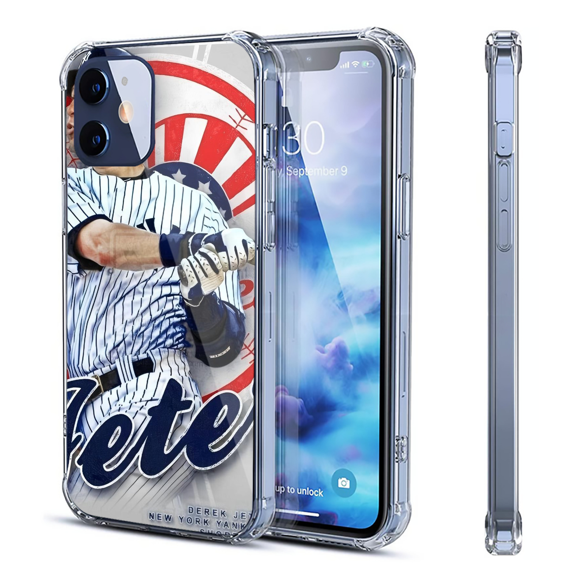 Derek Jeter 62 Clear IPhone 12 Case – Soft TPU With UV Print – Enhanced Drop Protection, Precise Fit, Anti-Fingerprint, Customizable Design, Scratch-Resistant, Yellow-Resistant